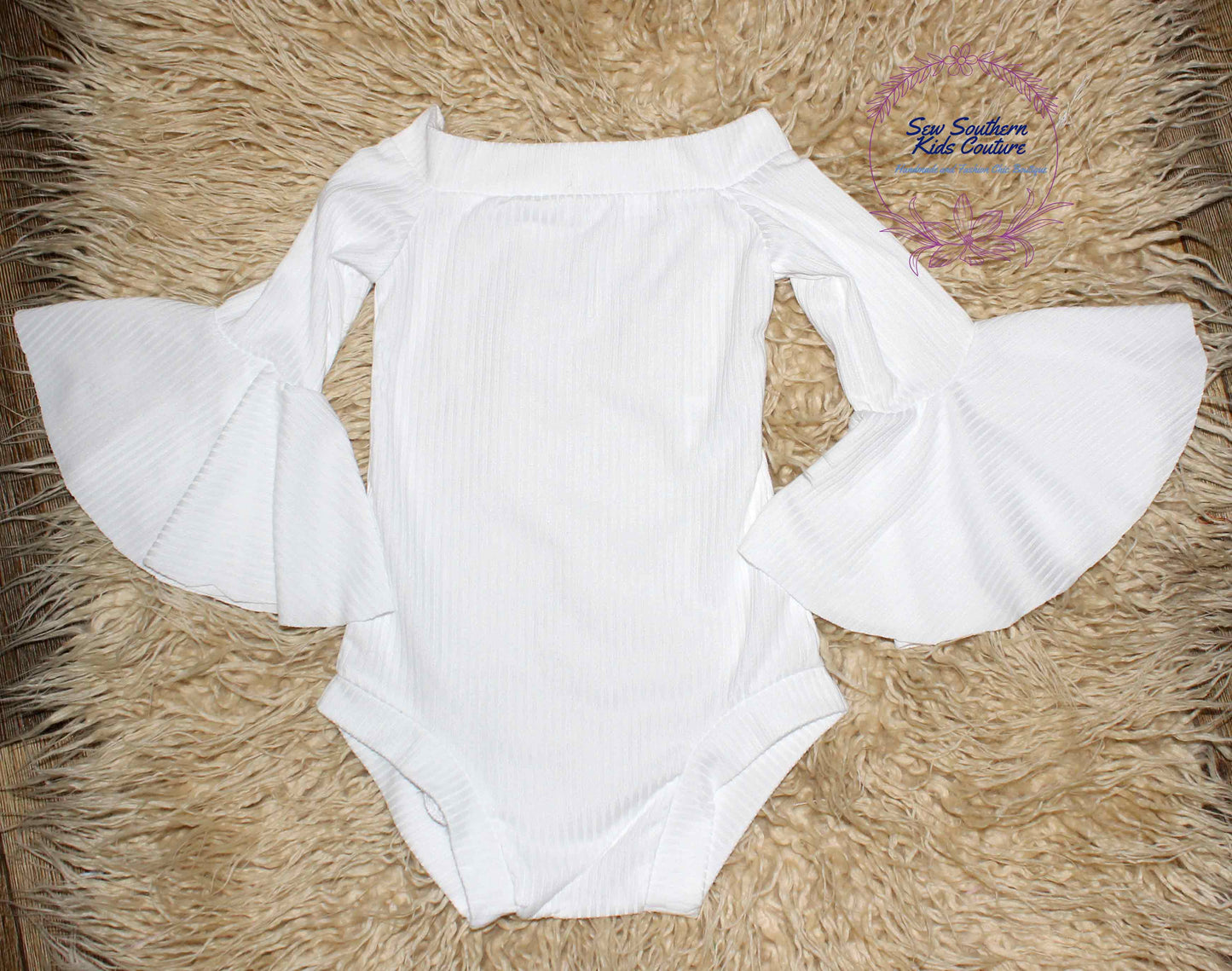 Ava White Off The Shoulder Bell Sleeve Leotard