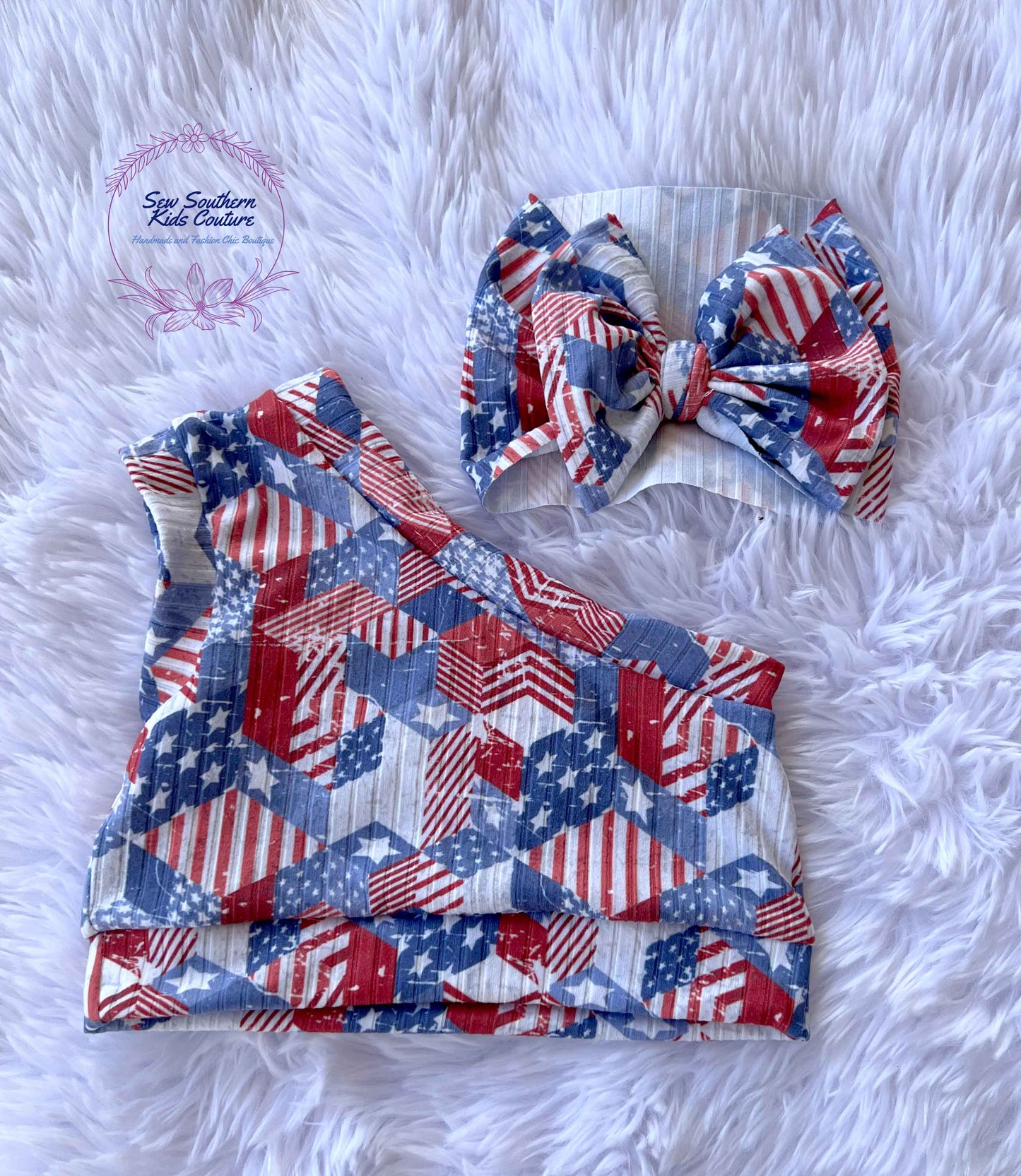Bummie and One Shoulder Crop Tank Top Patriotic Outfit