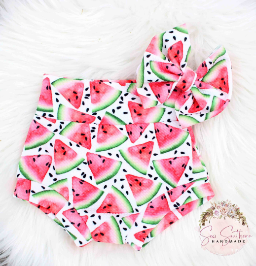 Watermelon Bummie and Bow Set