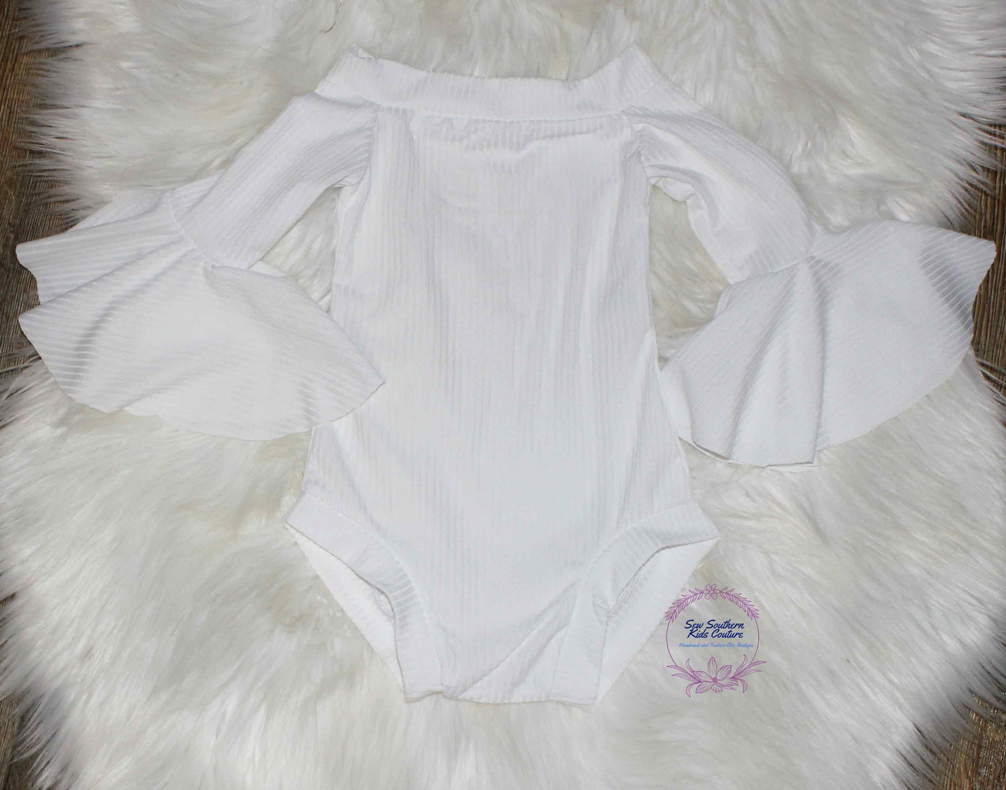 Ava White Off The Shoulder Bell Sleeve Leotard