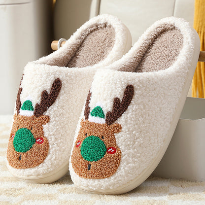 Cozy Plush Christmas Reindeer Slippers/Winter Fleece Slippers