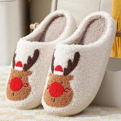Cozy Plush Christmas Reindeer Slippers/Winter Fleece Slippers