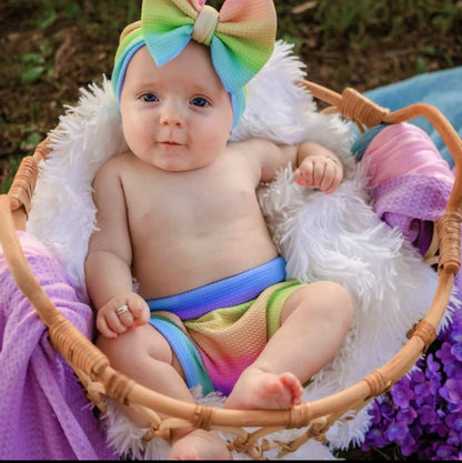 Rainbow Ombre Baby Bummies, Rainbow Headwrap Bow