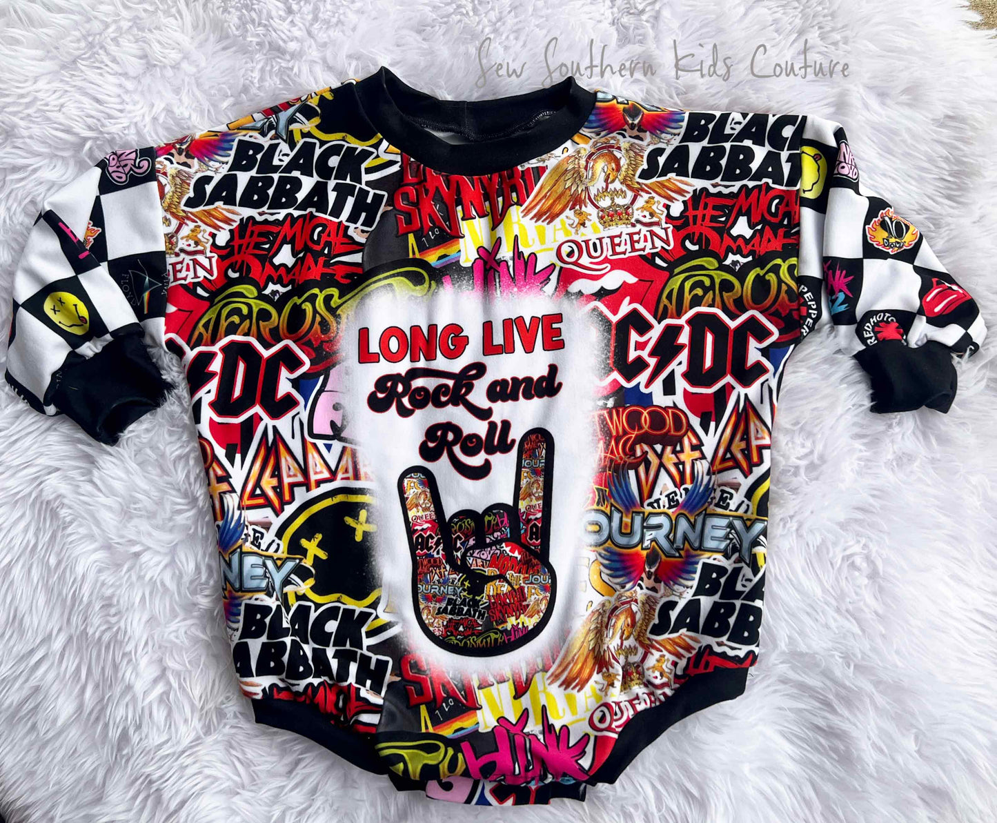Long Live Rock and Roll Sweater Romper Gender Neutral Bubble Romper