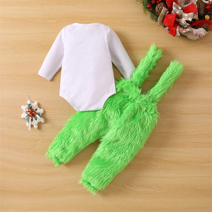 Baby Who Stole Christmas Grinch Fur Overalls Boy or Girl