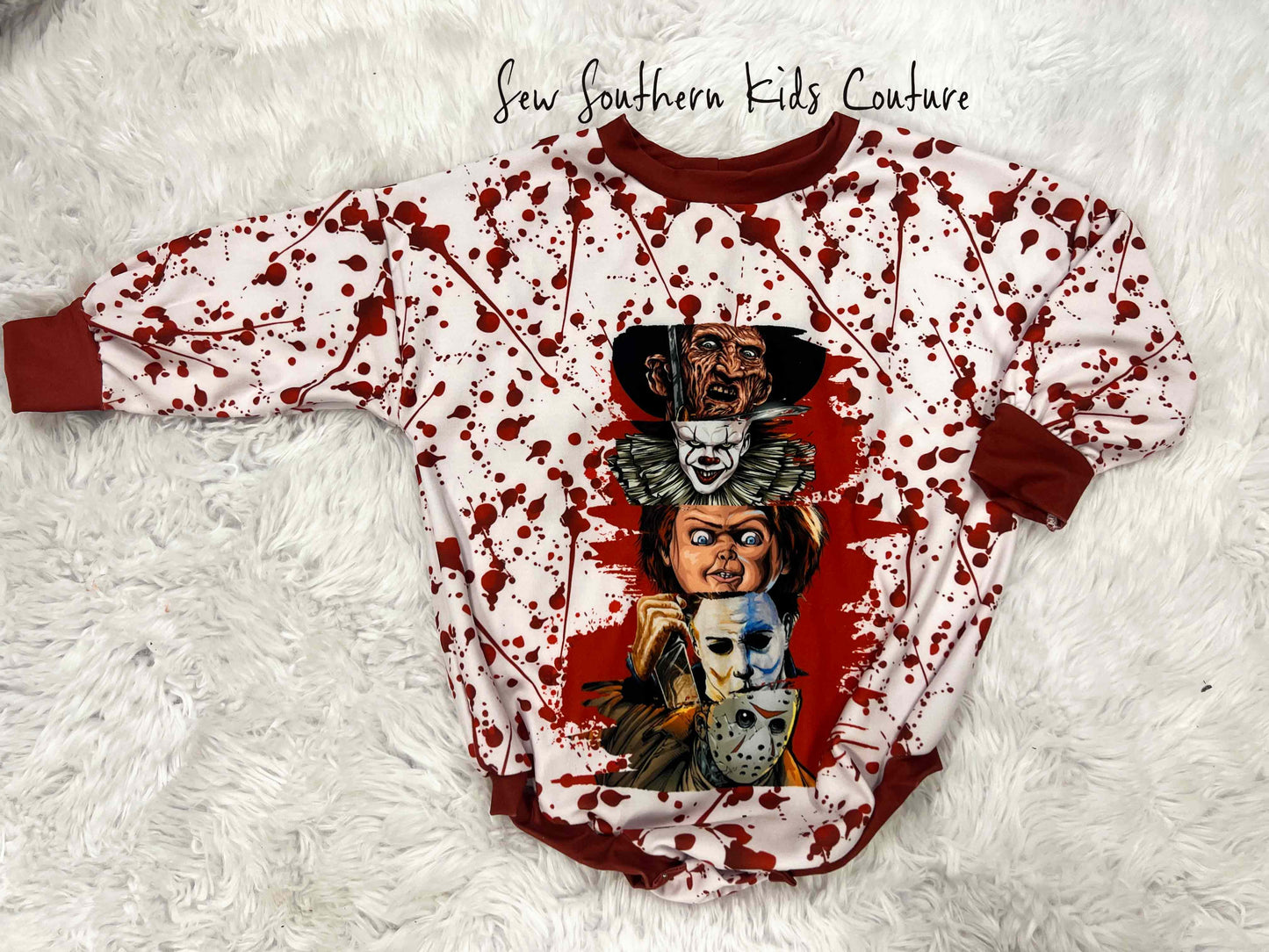 Bloody Horror Halloween Sweater Romper-Gender Neutral