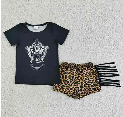 Western Leopard Fringed Shorts and Cash Shirt