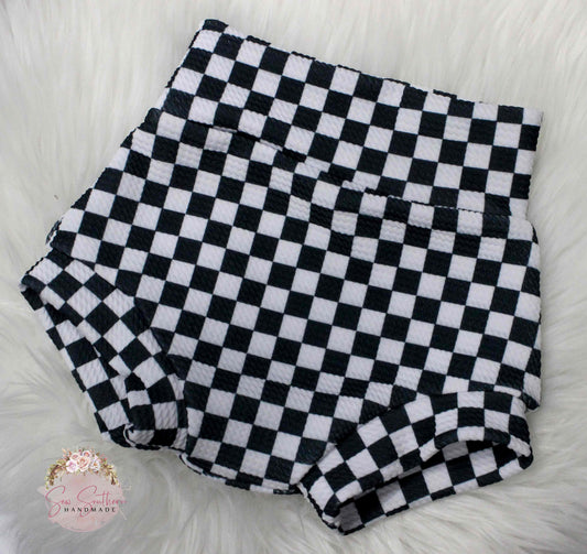 Black and White Checkered Outfit/Gender Neutral Checkerboard Bummies