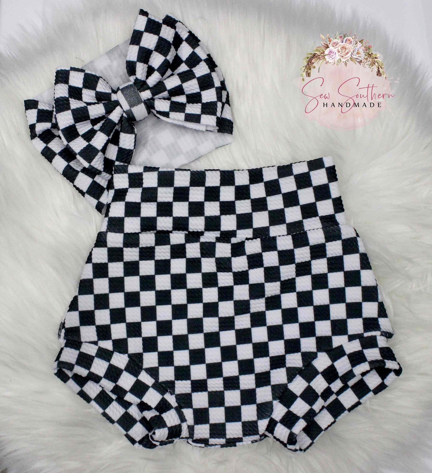 Black and White Checkered Outfit/Gender Neutral Checkerboard Bummies