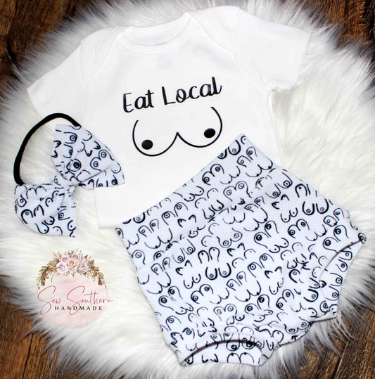 Eat Local Breastfeeding Bummie Outfit/Gender Neutral