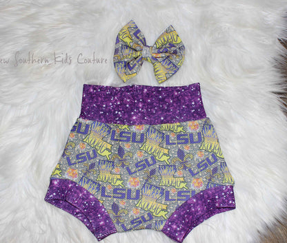 LSU Tigers Bummie and Bow Set