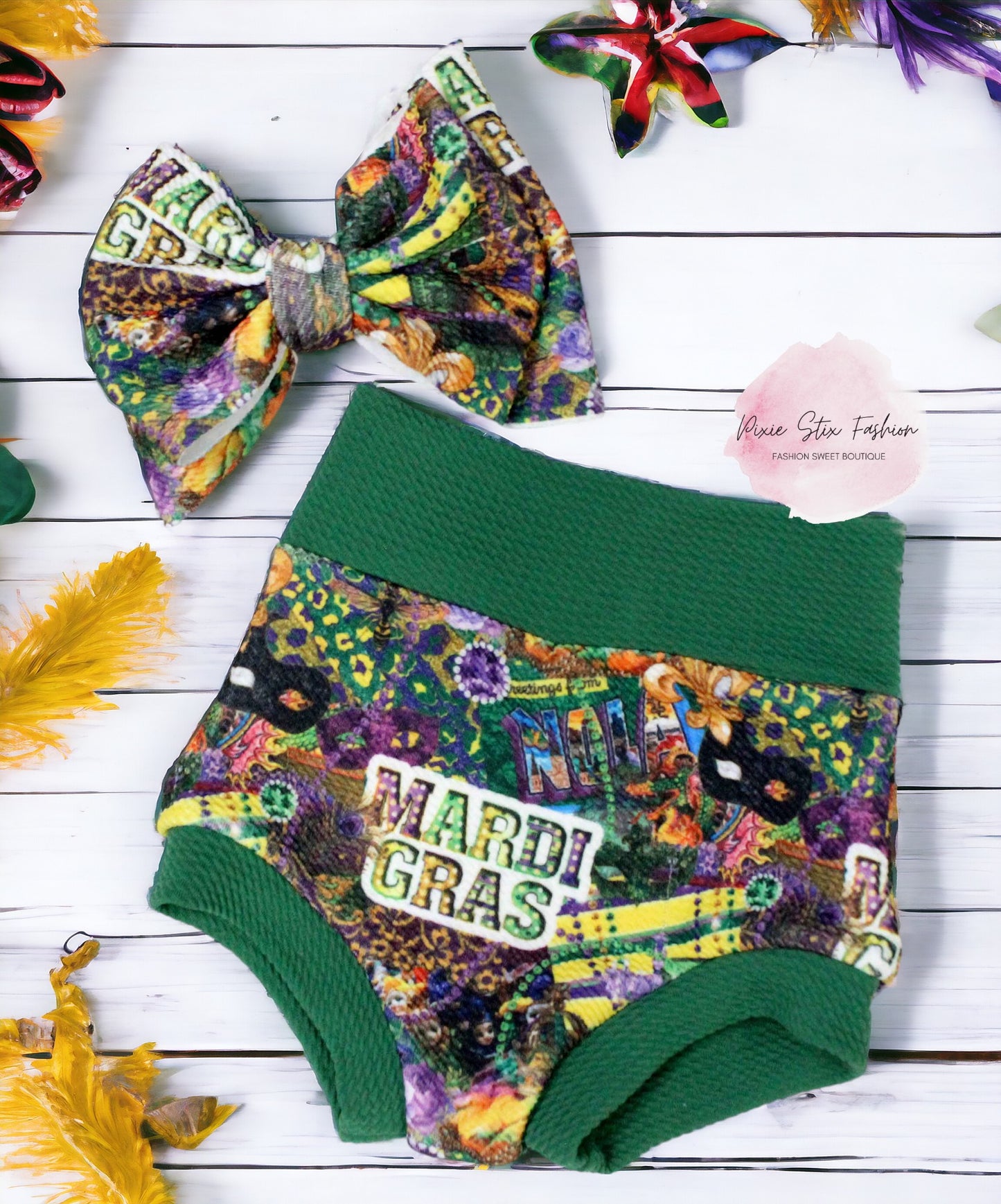 Girl's Mardi Gras Bummies/Mardi Gras Outfit/Baby Gril Mardi Gras Shorts/Mardi Gras Bow