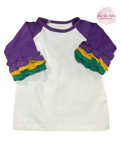 Toddler Girl's Icing Ruffle Mardi Gras Shirt