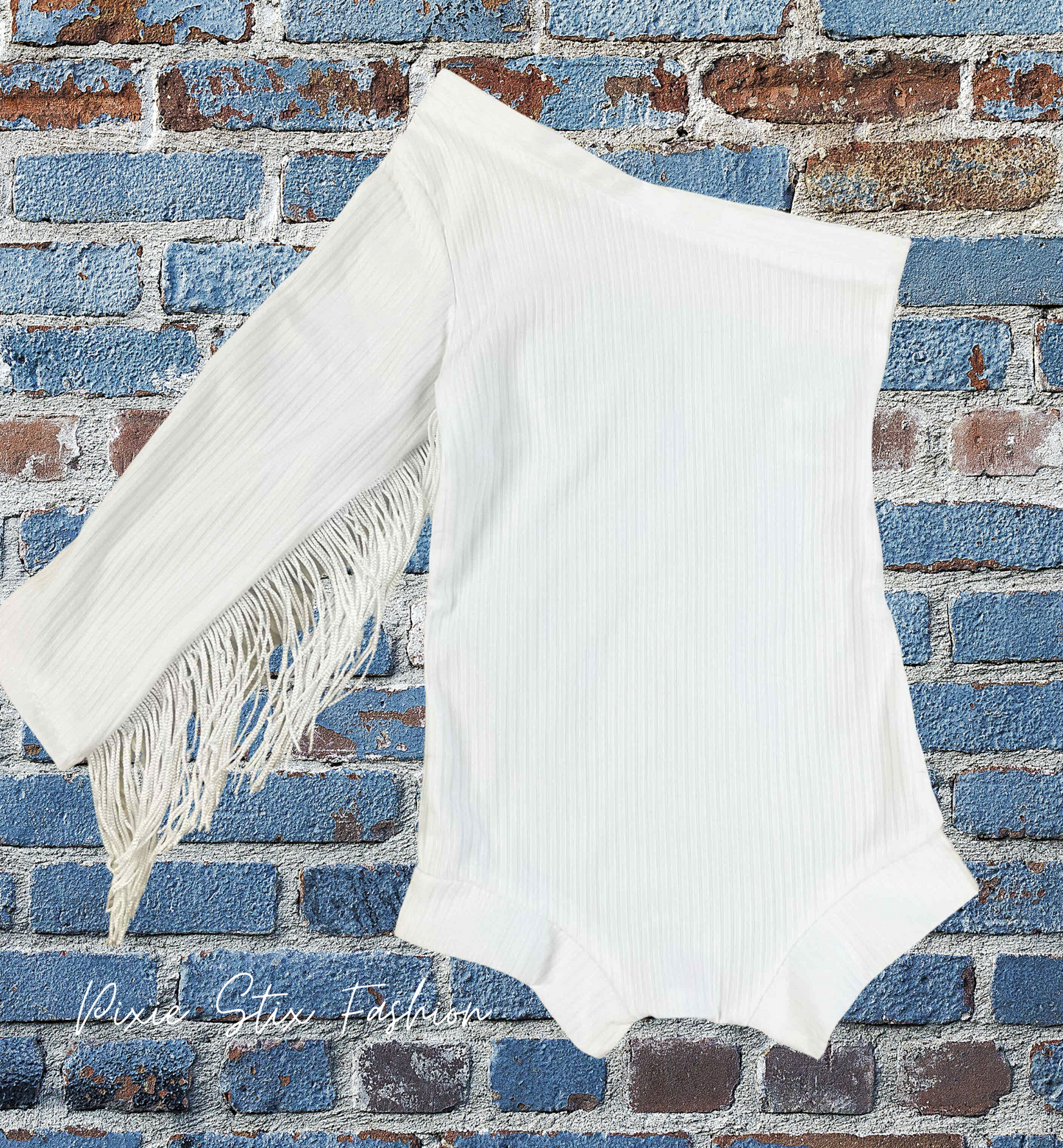 White One Shoulder Fringed Leotard/Baby Girl Leotard/One Shoulder Leotard/Girl's Western Leotard/Western Shirt/Cowgirl Fringe Sleeve Leotard