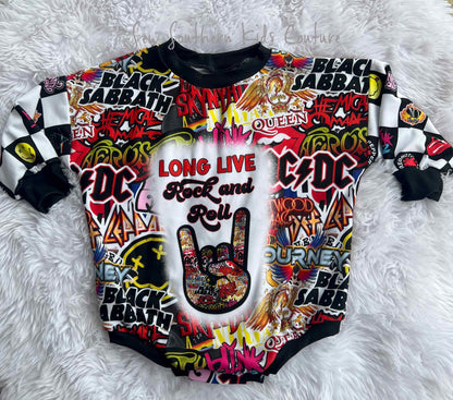 Long Live Rock and Roll Sweater Romper Gender Neutral Bubble Romper