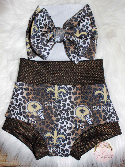 New Orleans Saints Bummie and Bow Set