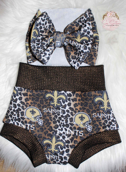 New Orleans Saints Bummie and Bow Set