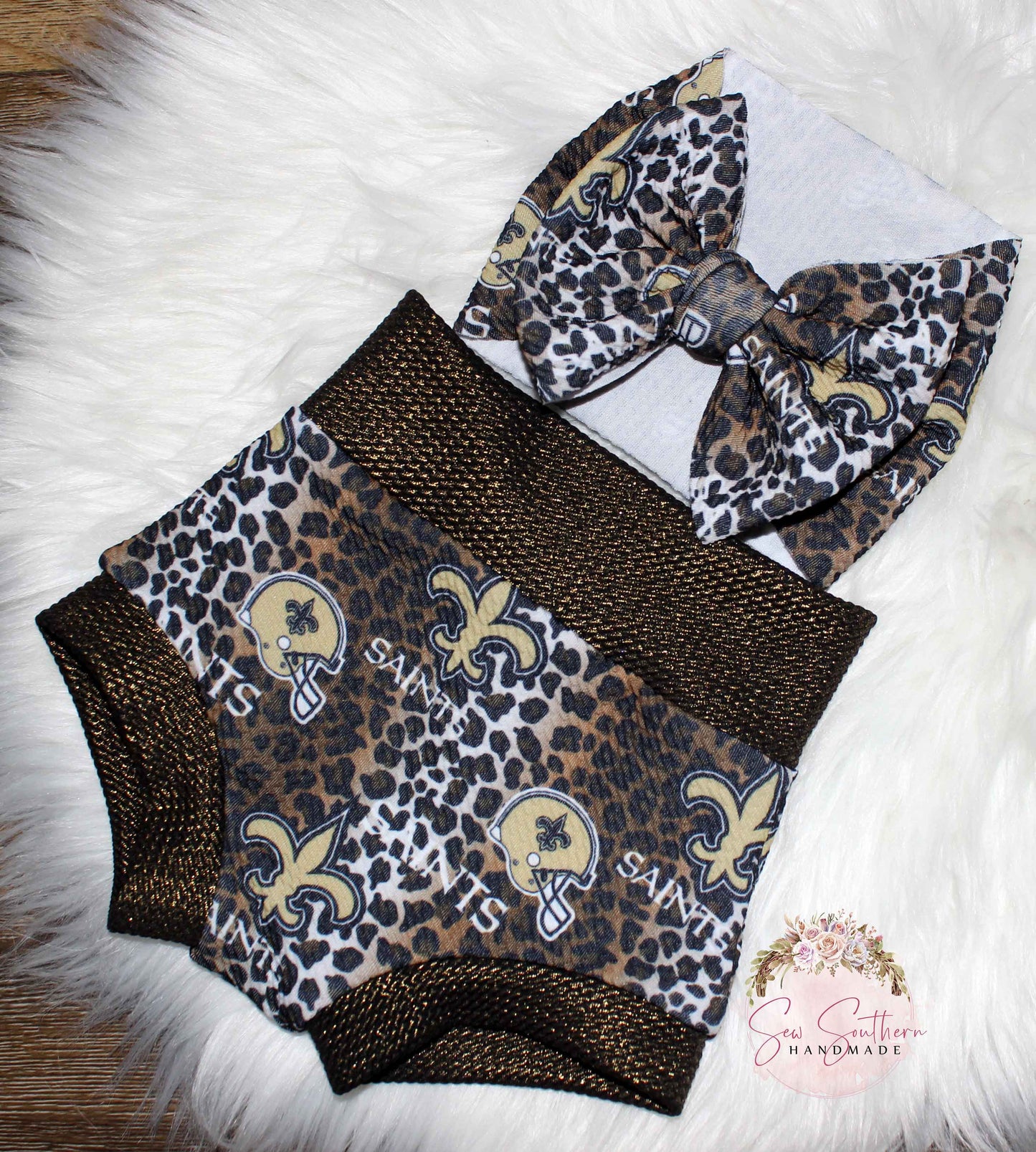 New Orleans Saints Bummie and Bow Set