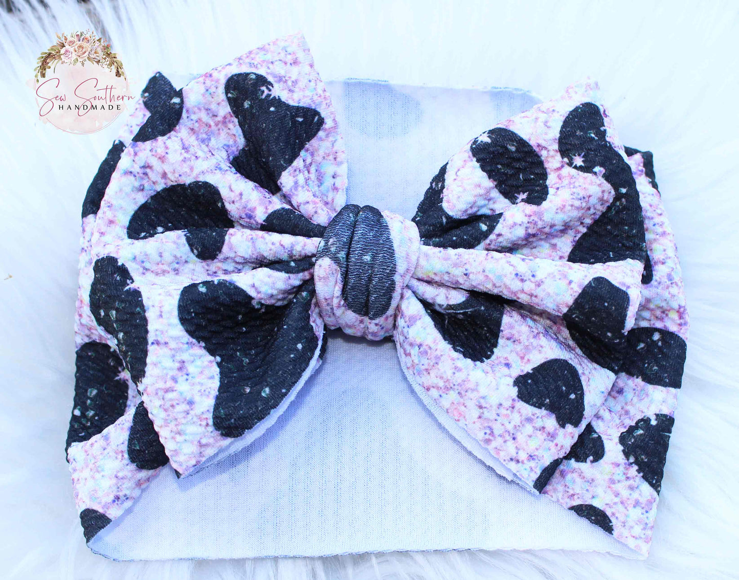 Faux Sparkle Cow Spots Highwaisted Bummies and Bow Set