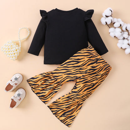 Graphic Top and Printed Flare Pants Set