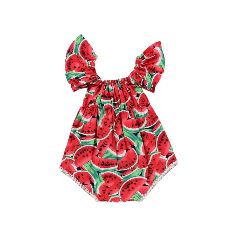 Baby Girl Watermelon Bubble Romper