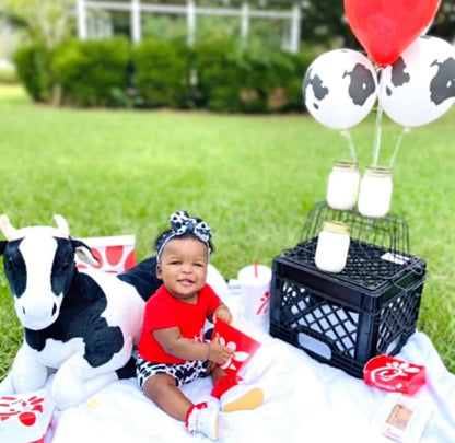 1/2 Way to A 12- Count Chick Fil A Onesie, Bummies and Bow Set
