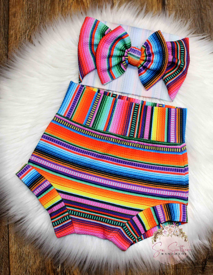 Mexican Serape High Waisted Bummie Shorts