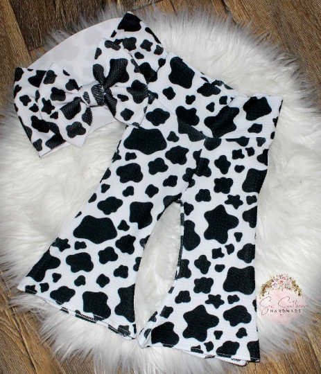 Cow Spot Flare Leg Bell Bottoms