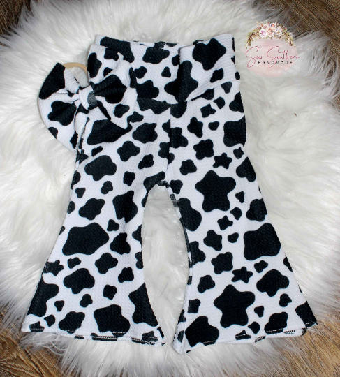 Cow Spot Flare Leg Bell Bottoms