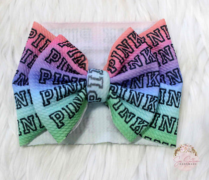2 Pc PINK Baby Bummie  and Bow Set