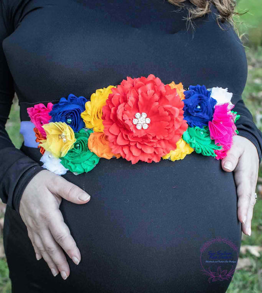 Floral Rainbow Maternity Sash