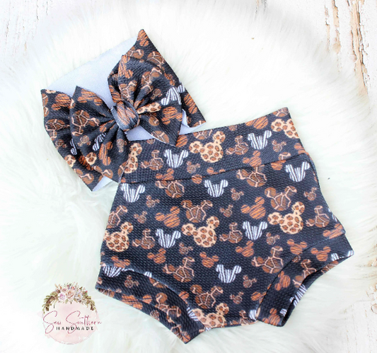 Safari Mouse Bummie and Bow Set, Vacation Bummies