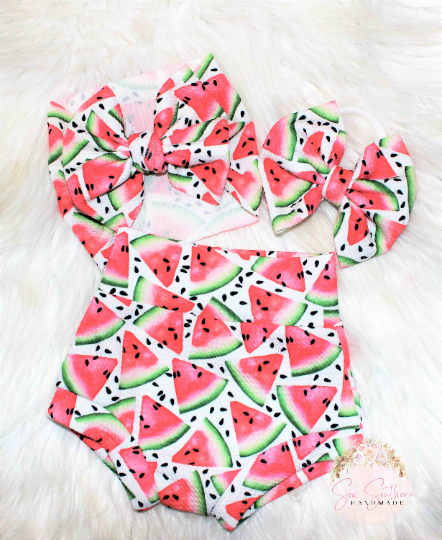 Watermelon Bummie and Bow Set