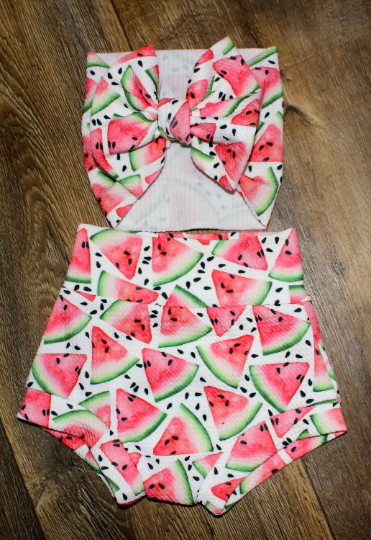 Watermelon Bummie and Bow Set