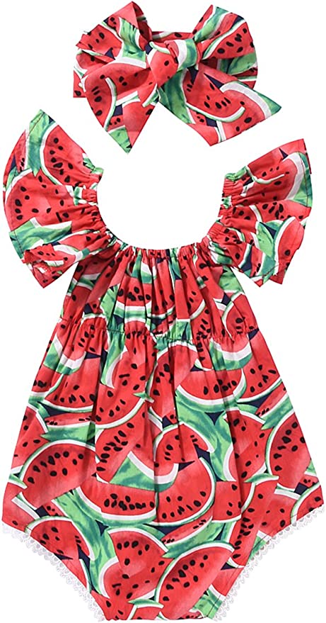 Baby Girl Watermelon Bubble Romper